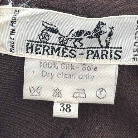 Hermes Paris Vintage 100% Silk Scarf Panel Sweater Feathers Print Mock Neck EU38 - Picture 7 of 11